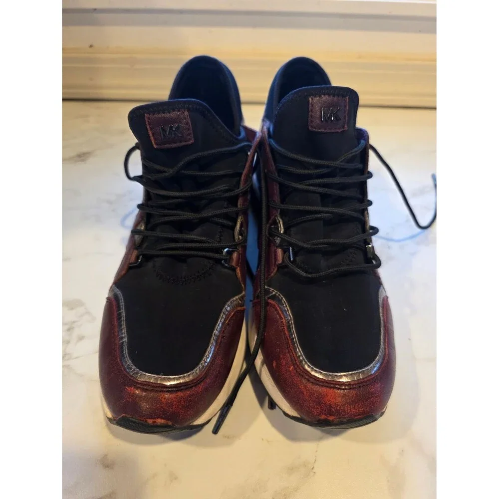 Michael Kors Black & Metallic Burgundy Women's Lace-Up Sneakers